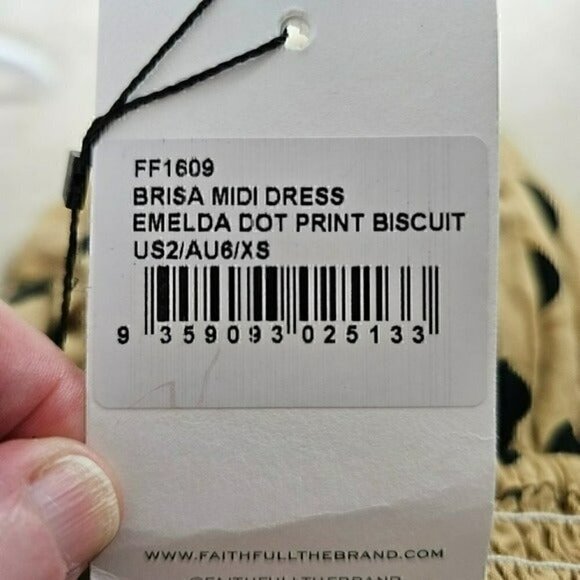 Faithful The Brand Brisa Polka Dot Off Shoulder Midi Dress in XS NWT - Picture 9 of 12